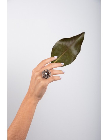 Silver Ring With Pearl.