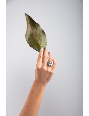 Silver Ring with gemstone.